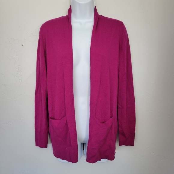 Ann Taylor Loft Women's Small Magenta Pink Long Sleeve Cardigan 25% Wool Blend - Picture 1 of 8